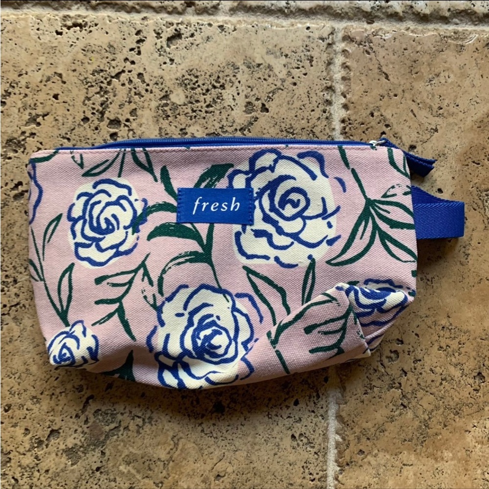 Fresh Rose Canvas Makeup Bag Travel Pink